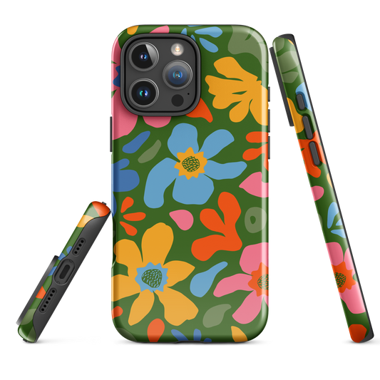 Whimsy Florals on Green iPhone Case