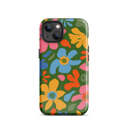 Whimsy Florals on Green iPhone Case