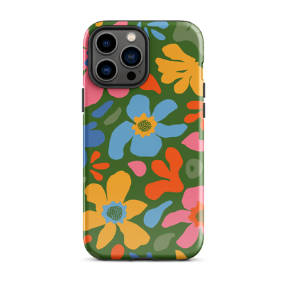 Whimsy Florals on Green iPhone Case