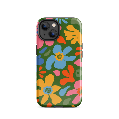 Whimsy Florals on Green iPhone Case