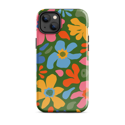 Whimsy Florals on Green iPhone Case