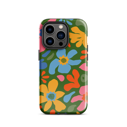 Whimsy Florals on Green iPhone Case