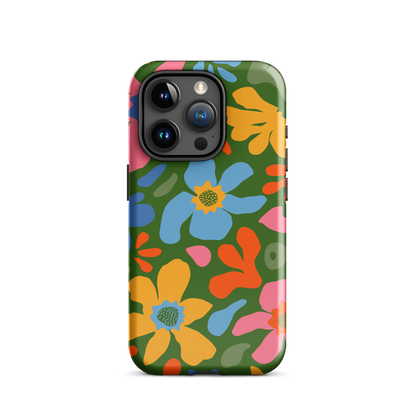 Whimsy Florals on Green iPhone Case