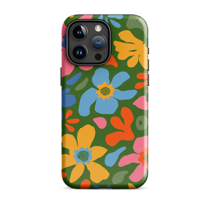 Whimsy Florals on Green iPhone Case