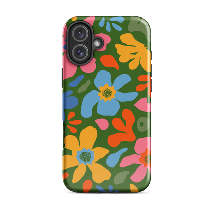 Whimsy Florals on Green iPhone Case