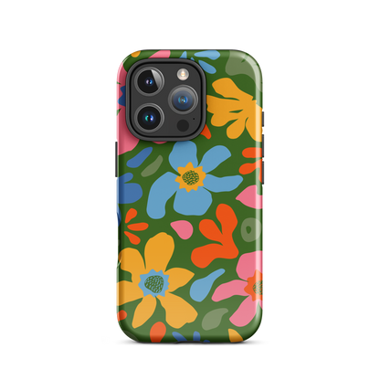 Whimsy Florals on Green iPhone Case