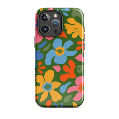 Whimsy Florals on Green iPhone Case