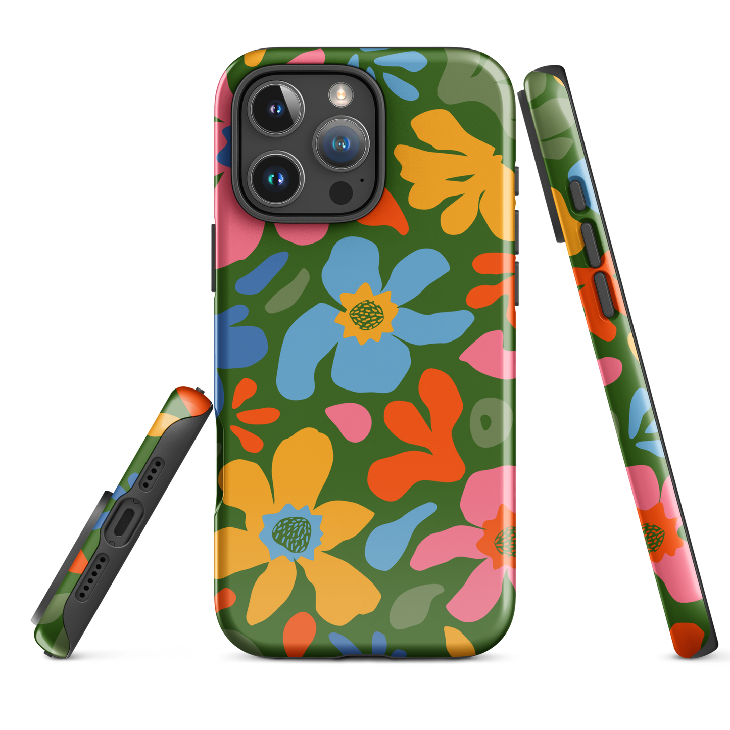 Whimsy Florals on Green iPhone Case