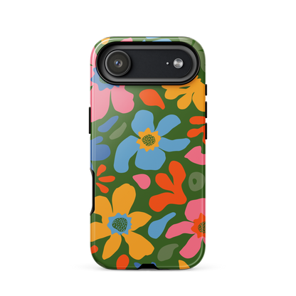 Whimsy Florals on Green iPhone Case