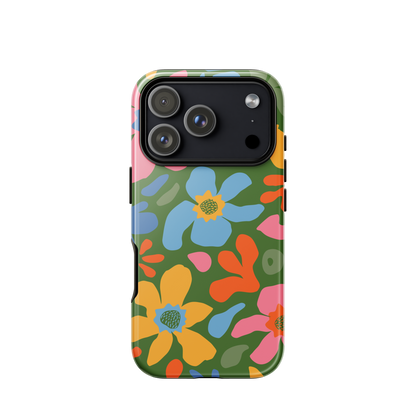 Whimsy Florals on Green iPhone Case