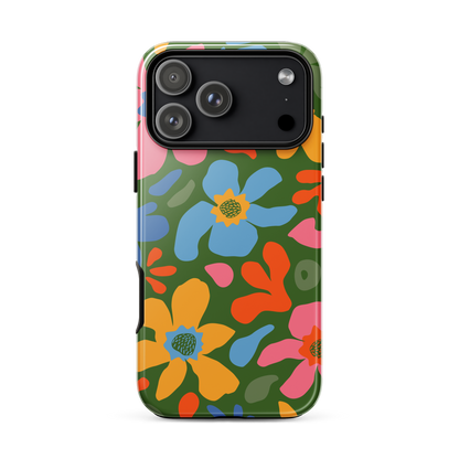 Whimsy Florals on Green iPhone Case