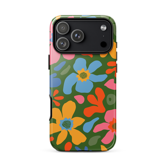 Whimsy Florals on Green iPhone Case